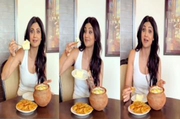 Shilpa Shetty's Sunday binge is something her fans wait the entire week to watch. On Sunday afternoon, the actress posted a video on her Instagram where she is seen tasting some delectable Makkhan malai and mouthwatering jalebis in Lucknow.
