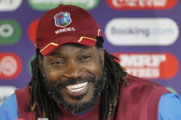 Manchester: West Indies' Chris Gayle addresses a press conference on the eve of their World Cup 2019 match against India at Old Trafford in Manchester, England on June 26, 2019.  (Photo: Surjeet Yadav/IANS)