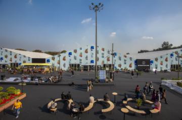 India Art Fair, facade designed by Sameer Kulavoor. Courtesy of India Art Fair scaled