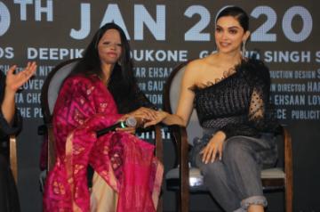 Mumbai: Actress Deepika Padukone with acid attack survivor Laxmi Agarwal at the launch of the title track of her upcoming film "Chhapak" in Mumbai on Jan 3, 2020. (Photo: IANS)