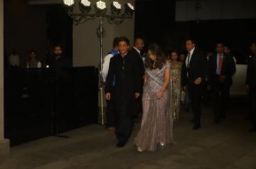 Mumbai: Actor Shah Rukh Khan and his wife Gauri Khan at actor Armaan Jain and Anissa Malhotra's wedding reception in Mumbai on Feb 4, 2020. (Photo: IANS)