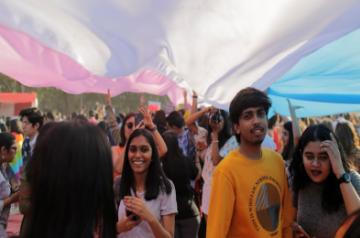 Under the trans flag