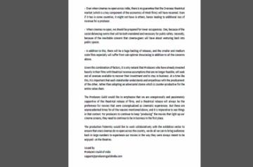 Producers Guild disappointed with 'unconstructive messaging' by exhibition sector.