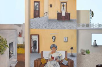 'Can one hear the stories of the mind' by Jitha Karthikeyan, Oil on Canvas, 2020