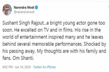 Sushant's journey in entertainment world inspired many: Modi.