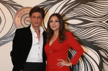 Mumbai: Actor Shah Rukh Khan with his wife Gauri Khan at her party in Mumbai on Feb 1, 2020. (Photo: IANS)