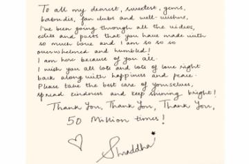 Shraddha Kapoor thanks her fans through handwritten note in three languages!