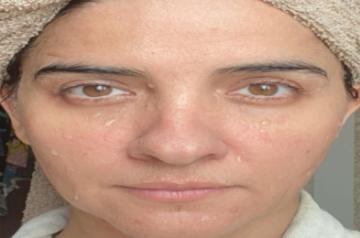 Shruti Seth in extreme close-up, sans make-up .