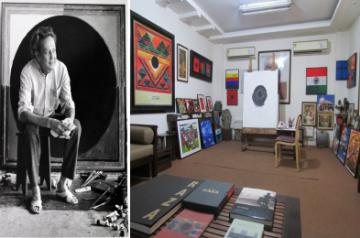 (L) SH Raza (R) The last studio of SH Raza - Photo courtesy of Raza Foundation