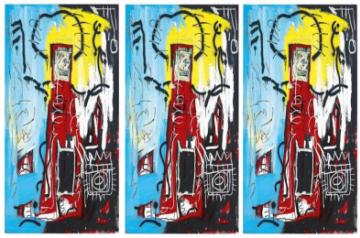 JEAN-MICHEL BASQUIAT (1960-1988)  UNTITLED (ONE EYED MAN OR XEROX FACE) acrylic, spray paint, oilstick and Xerox collage on panel 182.9 x 121.9 cm. (72 x 48 in.)  Painted in 1982. Estimate: HK$140,000,000-170,000,000  US$18,000,000-22,00,000