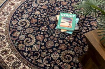 Reign Navy Blue Ivory New Zealand Wool Hand Knotted Premium Carpet