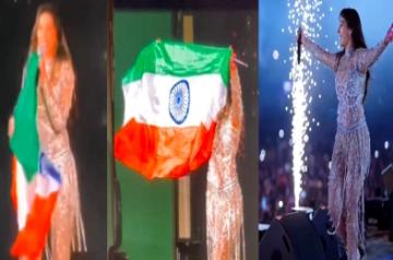 Nora Fatehi draws flak for holding Indian flag upside down at FIFA.(photo:twitter)