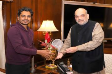 Actor Nawazuddin Siddiqui pays courtesy call to Union Home Minister Amit Shah.
