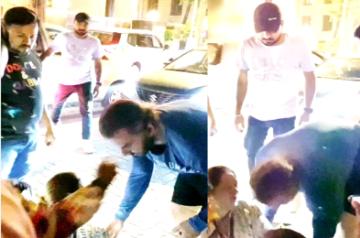 Sohail Khan helps woman after falling down on road.(photo:Instagram)