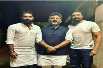 K'taka Cong Chief attends dinner party at actor Kichcha Sudeepa's residence; rumor galore on Sudeepa political