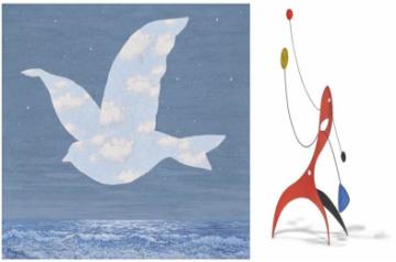 René Magritte, Le retour (circa 1950, estimate: £4,000,000-6,000,000)  Alexander Calder, The Ghost (1945, estimate; £800,000-1,200,000)