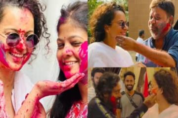 Kangana Ranaut plays Holi on the sets of 'Chandramukhi 2'