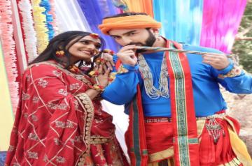 Aishwarya Khare, Rohit Suchanti turn Radha, Krishna for 'Bhagya Lakshmi'.(photo:Instagram)