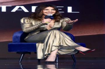 Mumbai : Actress Priyanka Chopra during the press conference of their upcoming series 'Citadel', in Mumbai on Monday, April 03, 2023. (Photo:Sanjay Tiwari/IANS)