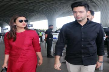 Mumbai: Aam Aadmi party (AAP) leader Raghav Chadha and actor Parineeti Chopra spotted at an airport, in Mumbai, on Tuesday, May 09, 2023. (Photo: Sanjay Tiwari/IANS)