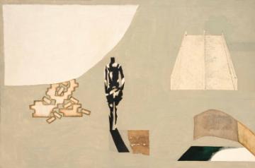 Prabhakar Barwe's 40X60 Inches Oil & Cloth on Canvas 1970's Untitled