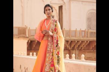 Paithani done on an Organza lehenga