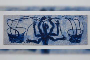 Water Matters 150 x 500 cm; Cotton thread Barthélémy Toguo, Karishma Swali & Chanakya School of Craft