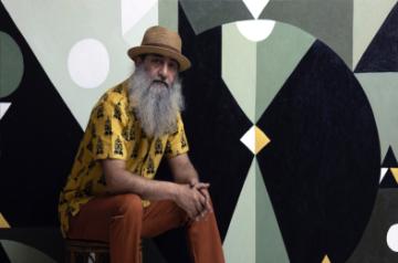 Sanjay Bhattacharya with his work.